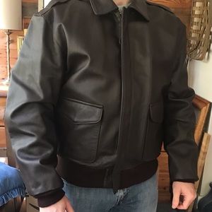 Brown Leather Genuine Aviator Jacket